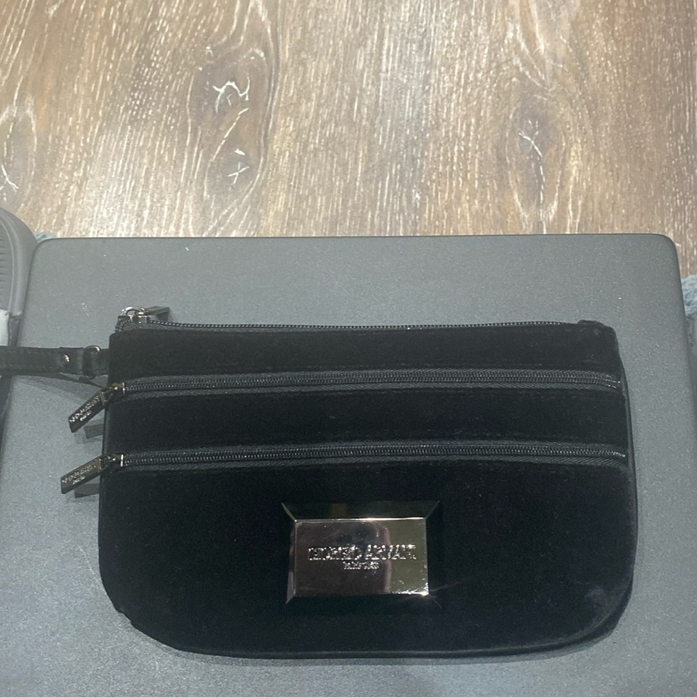 Velvet clutch bag, Giorgio Armani, black.